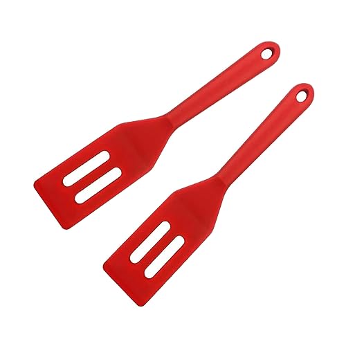 Small Spatula, 2 PCS Mini Tiny Flexible Silicone Kitchen Turner Spatulas Set for Nonstick Cookware