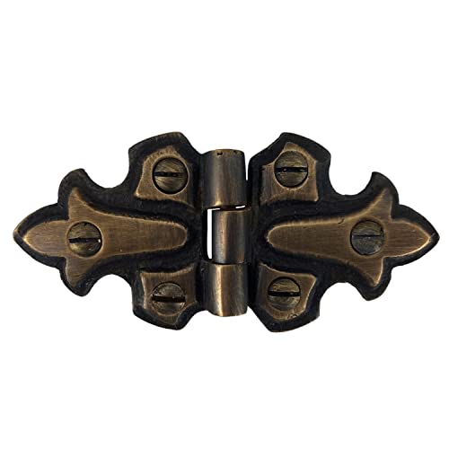 Fleur-De-Lis Butterfly Surface Cabinet Hinge in Solid Cast Brass (Highlighted Bronze)