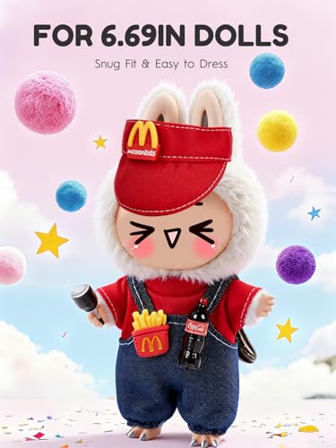 Image of Clothes for LABUBU 6.7inch (17cm) Doll, Cute Outfit Small Dress and Hairpin, Dress Up, Accessories (No Doll) (Mc Suit)