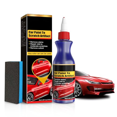 Quita Arañazos Coche con Esponja, Reparador Rayones Auto 100 ml, Abrillantador Vehículo para Micro Marcas y Restaurador Pintura, Uso Diario(B)