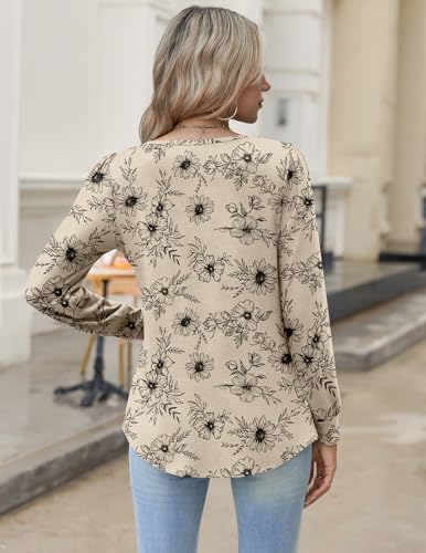 Image of Zeagoo Womens Long Sleeve Tops Fall V Neck Shirt Casual Pleated Tunic Top