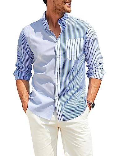 Elegancity Herren Hemd Langarm Gestreiftes Hemd Freizeithemd Button Down...