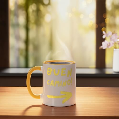 Taza cerámica Buen Camino Arrow amarillo y blanco miniatura 3