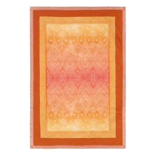Bassetti Granfoulard Plaid Kerala O1 orange 135x190 cm, luxuriöse Wohndecke aus 100% mercerisierter Baumwolle, weiche Tagesdecke, kuschelig leicht,...