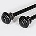 Turquoize Black Curtain Rods 2 Pack Extra Long Window Curtain Rods for Windows 66 to 120 inch Adjustable 3/4 Inch Curtain Rod Set For Living Room, Black with Antique Bronze Finishing, 2 Pack
