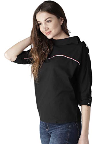 Image of Style Quotient Women Black Solid Boxy Top