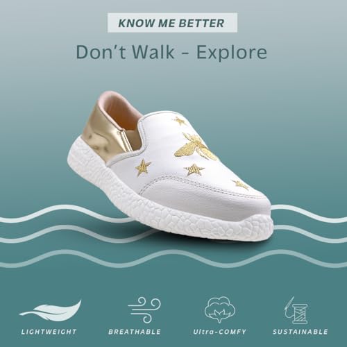 Image of KazarMax Women PU Embroidered Slipon Sneakers | Loafer| Casual Shoes