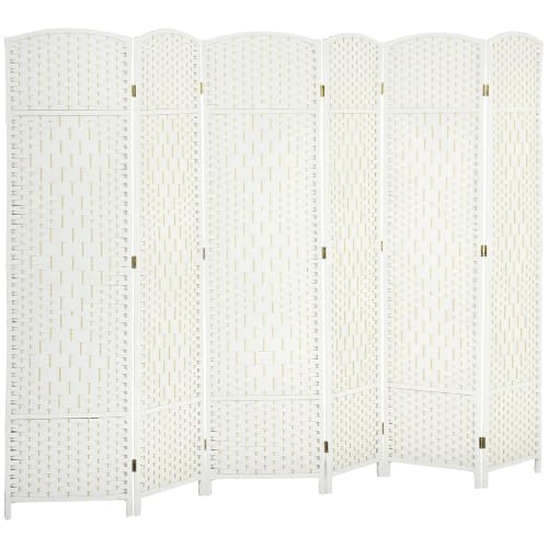 HOMCOM Room Divider Freestanding 6 Ft 6 Panel Folding Privacy Screen White