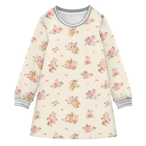 Light Florets Girls Dresses Long Sleeve Sweatshirt Dress for Girls Winter Toddler Casual A Line Dresses Size 2-8T