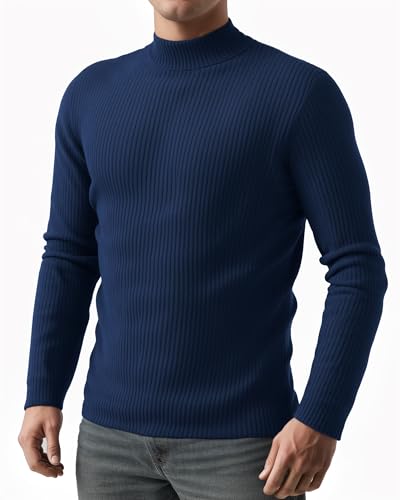 MANGOPOP Men's Mock Turtleneck Long Sleeve Shirts Thermal Undershirts Pullover Sweaters with Ribbed Fall Fashion 20252