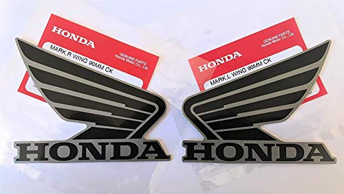 Honda Wings Fuel Tank Gas Tank Stickers Decals 2 X 90mm Black & Metallic Dark Grey Gunpowder Left & Right Genuine