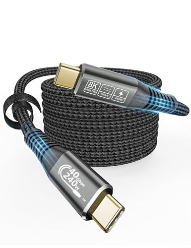CAKOBLE Câble USB4 3M Transfert de données 40 Gbps，240W câble usb c charge rapide compatible câble thunderbolt 4 câble thunderbolt 3，cable usb c 4.0 Vidéo 8K@60Hz pour Macbook, iPad Pro, i-phone 16