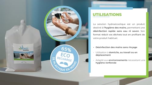 Solution hydroalcoolique Vindi désinfection maison et bureau 5L