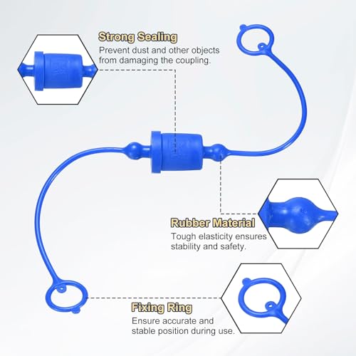 Image of HARFINGTON 2Sets 3 /8 Hydraulic Hose Dust Cap and Plug Kit, ISO-A Male Dust Cap & Female Plug Cover Quick Disconnects Air Coupler Cover Port Plug Fittings with Retention Ring, Blue /Yellow
