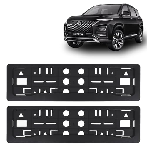 Image of KINGSWAY Hector Car Number Plate Frames for All 2023 Onwards Models of Morris Garages (MG) Car Registration Plate Holders, Black Licence Plate Covers (Front and Rear), Universal Size 51.5 x 14.5 cm