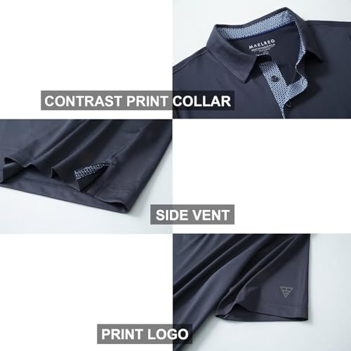Image of Mens Polo Shirts Short and Long Sleeve Casual Solid Stylish Dry Fit Performance Designed Collared Golf Polo Shirts for Men