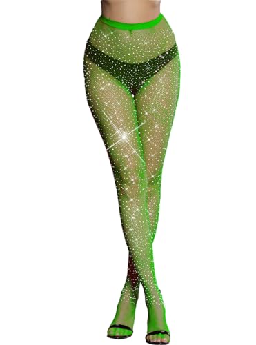 Image of VINICUNCA Fishnet Stockings for Women Sparkly Rhinestone Fishnet Tights Glitter Fish Nets