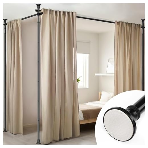 Divisor de quarto, varões de cortina sem perfuração para divisórias espaciais, 1,2 a 3 m (A) 71 a 289 cm (L) Divisor de parede ajustável resistente do chão ao teto para separação de cômodos, preto