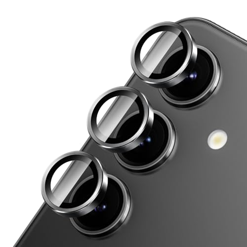 Locofun Kameraschutz für Samsung Galaxy S24 Plus 5G für Panzerglas, 9H Härte Linsenschutz Einzeln Kamera Schutzfolie, Anti-Kratzen Individuelle Ring aus Metall Linse Folie Schutzglas - Schwarz