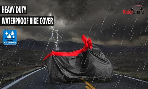 Waterproof Tested Bike Cover Compatible with Harley Davidson X440 | with Storage Bag | Dust Heat Protection | 5-Thread Interlock Stitching | Motorcycle Cover Bike Accessories(Black Red)