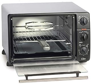 Maxi-Matic Countertop Toaster Oven, 60-Min Timer with Stay-On Function Rotisserie, Bake, Grill, Broil