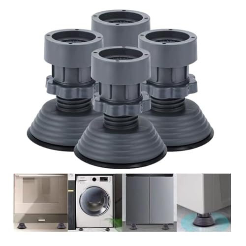 Image of Anti Vibration Foot Pads for Washing Machine Adjustable Shock Absorbing Feet Pads Noise Dampening Support for Washer Dryer Anti Skid Base Floor Protection 4 PCS (Large) Grey