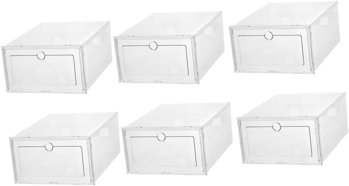 Outanaya 6pcs Stackable Sneaker Cases Footwear Organizers Plastic Shoe Boxes for Closet Easy Access Storage Boxes Odorless and Breathable