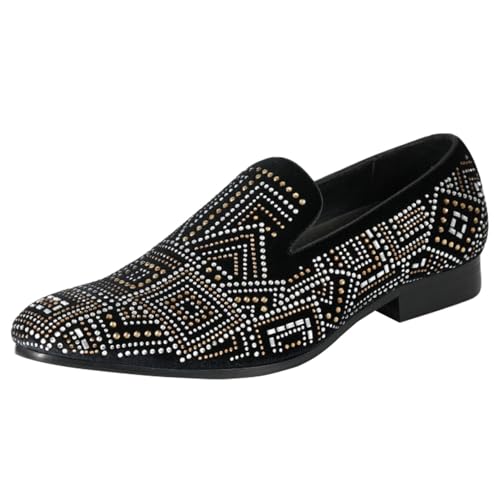Image of Amali Men's Embellished Velvet Tuxedo Loafers, Smoking Slippers