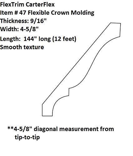 FLEXTRIM Flexible Crown Molding #WM47: 9/16" x 4-5/8" Flexible Crown Molding - 12' feet Long (144" Long) - Thumbnail 2