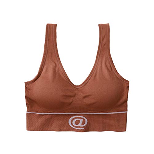 Ellymi Women's Seamless Sports Bras,Removable Chest Pad Girl Camisole,Comfy Workout Running Yoga Bra(58-100cm)