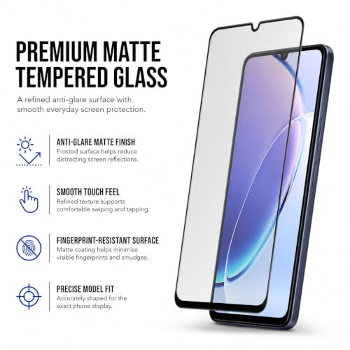 Image of FIRST MART Military-Grade Matte Tempered Glass for Vivo T5 Lite - 9H Screen Protector, Anti-Glare Protection, Scratch-Resistant, Bubble-Free (1 Pack)