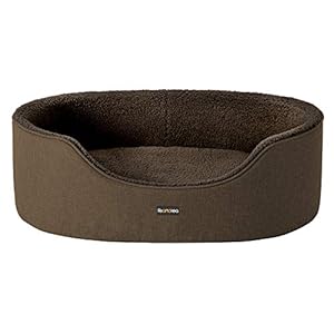 Feandrea Dog Bed/Basket, Reversible Cushion, Washable, Brown PGW033K01