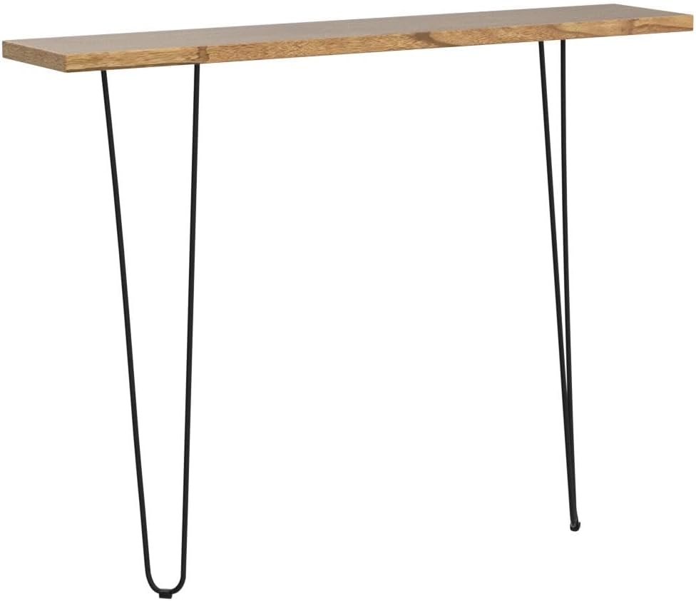 NOZE Console Sofa Table Wall-Mounted Side Table Industrial Wood Table for Entryway Living Room with Two Iron Feet, Rustic Brown