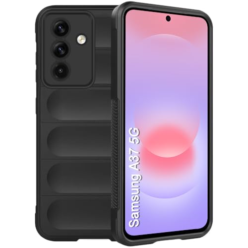 Image of TheGiftKart Back Cover for Samsung Galaxy A37 5G Case | ShockProof Military Grade Protection | Micro-Fibre Cloth On Inner Side | Liquid Silicon Case | Anti-Slip Grip Galaxy A37 Back Cover (TPU, Black)