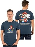 Super Mario Camiseta Hombre, Camiseta Manga Courta con Motivo De Mario Kart, Camisetas para Hombre con Motivo Gaming, Ropa Hombre Algodón, Marina XL