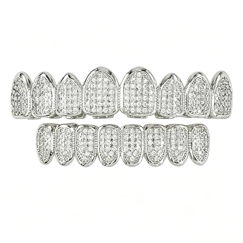 Grillz de 8 dientes hip hop con circonias microengastadas estilo vampiro