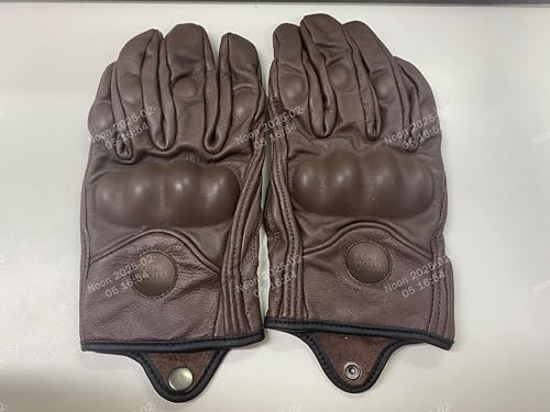 KEMIMOTO Guantes de piel para motocicleta, guantes de piel con protector de nudillos, para pantalla táctil, transpirables, guantes de carreras para hombre y mujer, dedos completos para motociclismo,