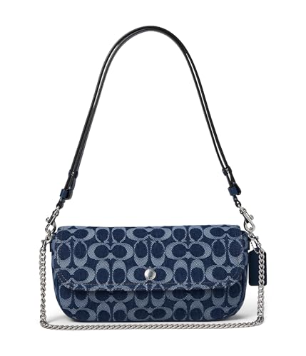 Coach Brook Flap Chain Bag in Signature Denim, LH/Deep Blue Multi - Main Image