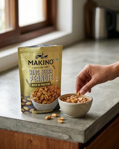 Image of Makino Hing Jeera Roasted Peanuts Pack of 2 (140gm) Each | Roasted Peanut Snacks | Delicious Party Snacks Earthy Indian Flavors | Authentic Desi Taste Crunchy Peanuts | Perfect for Gatherings & Celebrations |
