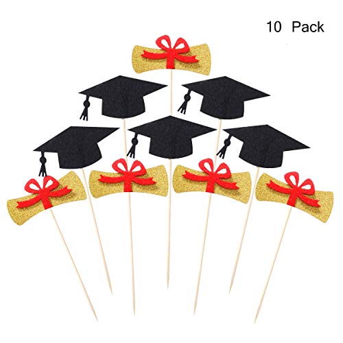 LUOEM Graduation Cake Toppers 2019 Graduation Party Favors Graduation Party Table Centerpieces for Party Decoration,Pack of 10