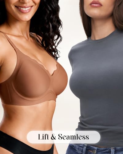 LEVAO Women's Seamless Wireless Jelly Push-Up T-Shirt Bra w/ Adjustable Straps (S-3XL, Various Colors) - image 5