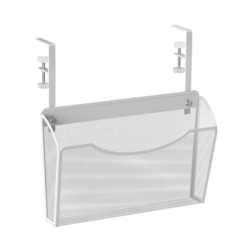 Luxvara Organizador Lateral de Escritorio, Soporte de Escritorio Colgante, Soporte Lateral para Escritorios, Organizadora de Archivos Colgante para Escritorios, Organizadora de Malla Metálica (Blanco) ⭐