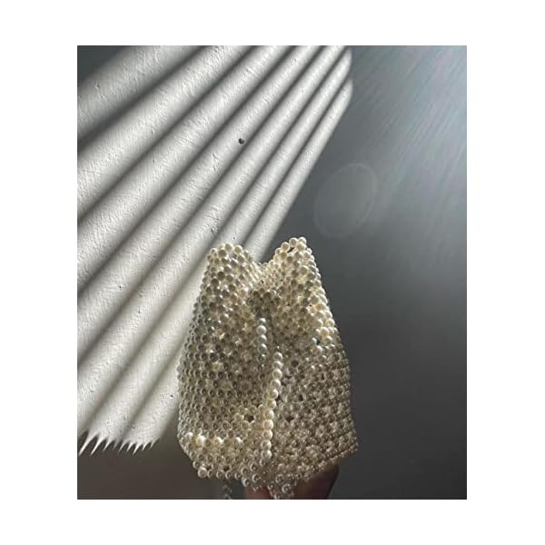 PEARLFIESTA Pearl Beaded Potli Bag/Handbag,Wristlets,Clutches for Women,Girls with Pearl Beads,Bead work for Parties,Weddings, Stylish Gifts for valentine day-Cream - Image 8