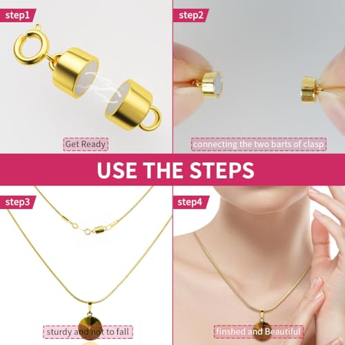 Quadafy MAGNETIC NECKLACE CLASPS AND CLOSURES 18K Gold And Silver Plated Jewelry Clasps Converters For Bracelet Necklaces Chain  thumb #5