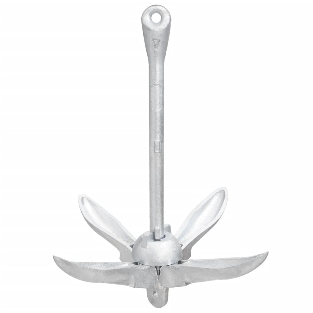Mangloder - Anclaje plegable plateado de 1,5 kg de hierro maleable versátil con 4 puntos, plegable, para botes pequeños, kayaks, canoas, botes inflables, apto para arena, barro, suelos de hierba
