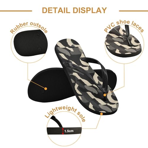 Black Beige Texture Flip Flop Beach Summer Casual Sandal for Women & Men Shower Shoes 208618732