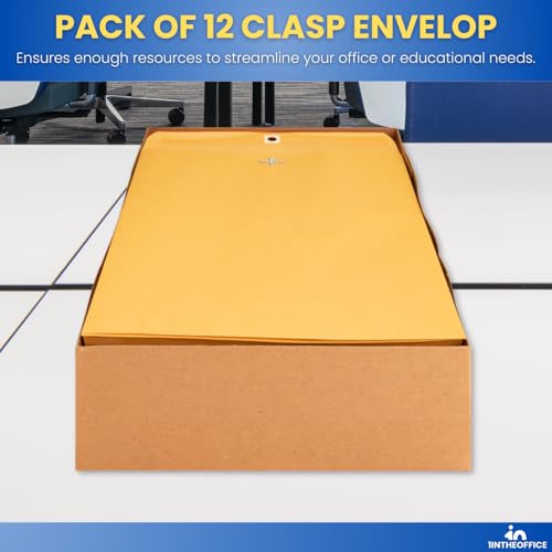 1InTheOffice Envelopes de fecho 22,5 x 30,5 cm, envelopes de fecho marrom, envelopes de catálogo de