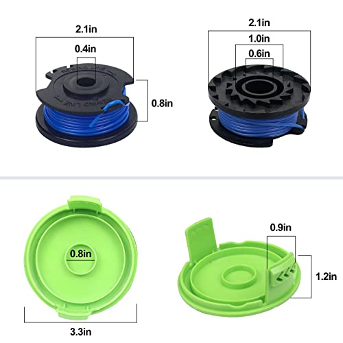 Mifyca 29092 29252 String Trimmer Spools Line Fit For Green-Works 24V 40V 80V Weed Eater Cordless Trimmer 21302 21332 21342, 16Ft 0.065” Single Line With 3411546A-6 Cap (8 Spools, 2 Caps) #TOP2