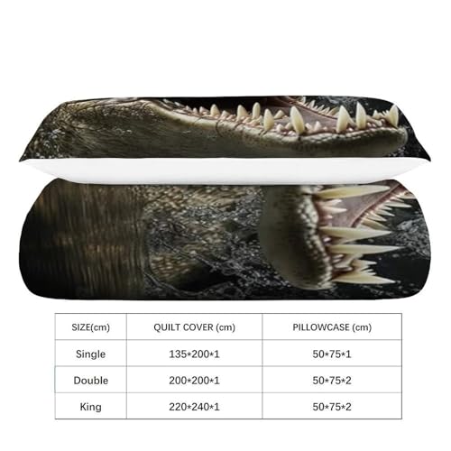 Housse de couette crocodile imprimé 3D animaux land microfibre fermeture éclair - 4