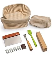 Rorecay Banneton Bread Proofing Baskets Set of 2, 10 Inch Oval Cane Sourdough Bread Rising Basket...